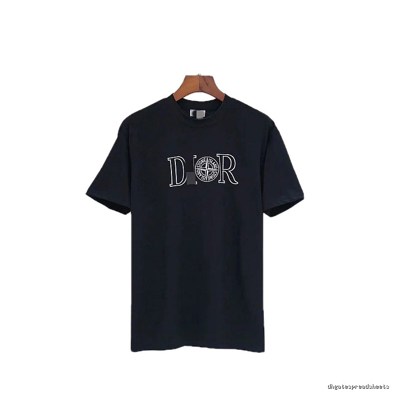 Dior x Stone Island Co-branded Casual Black Short-sleeve T-shirt