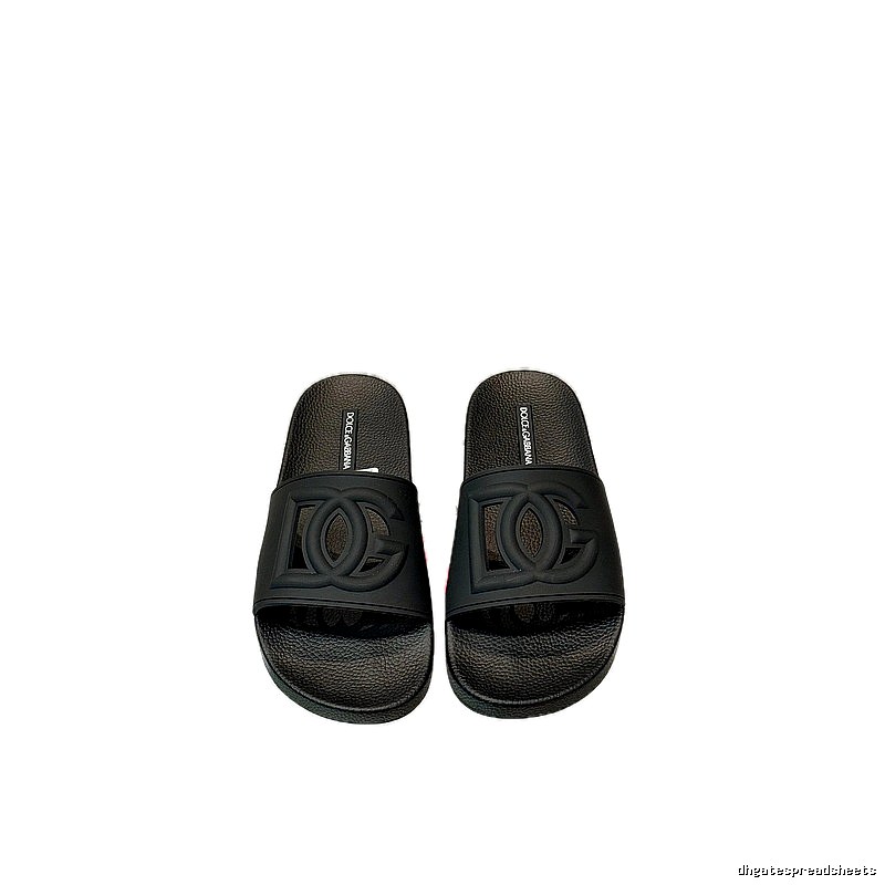 Dolce & Gabbana DG Embossed Casual-style Black Slippers