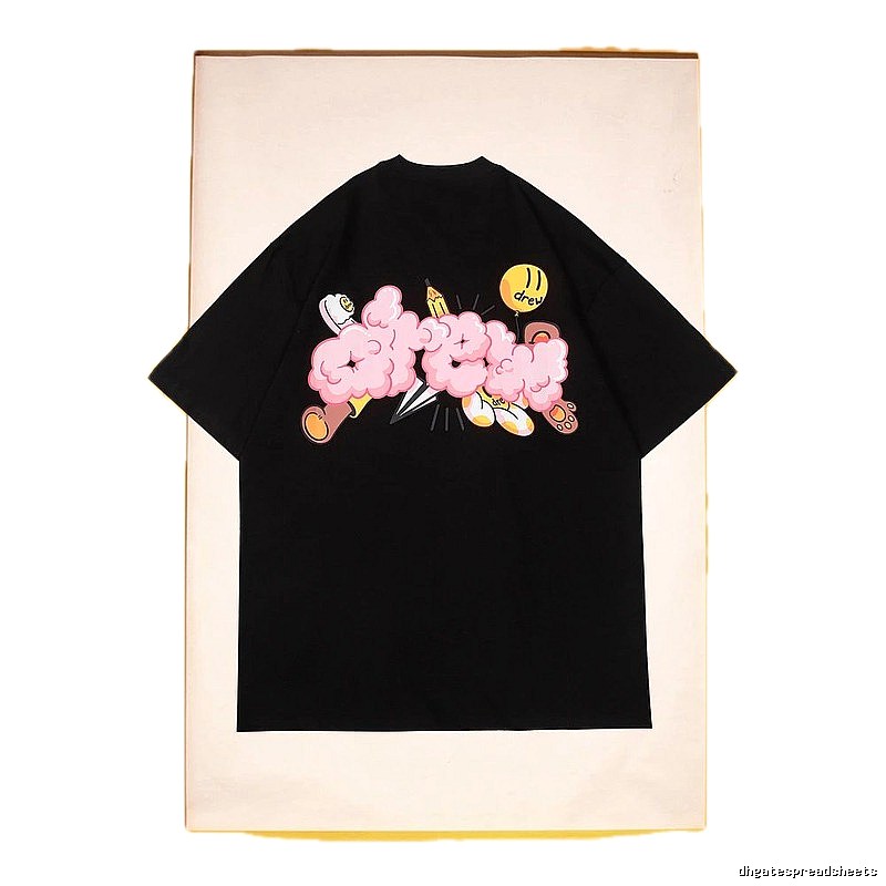 DREW Cloud Print Street Style Black Short Sleeve T-Shirt