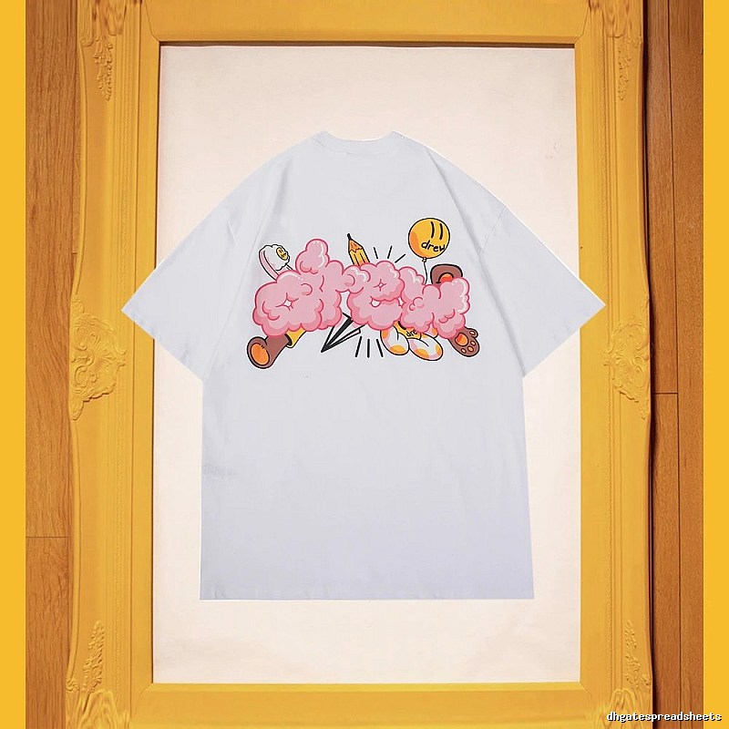 DREW Cloud Print Street Style White Short-sleeve T-shirt