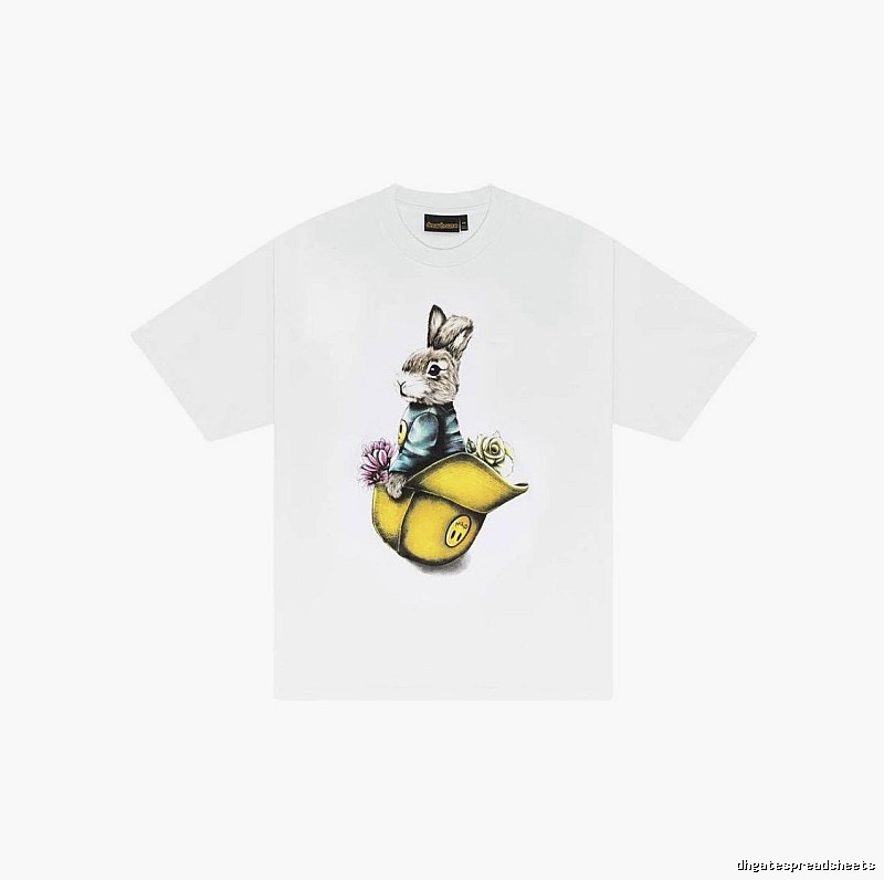 DREW Rabbit Print Street Style White Short-sleeve T-shirt