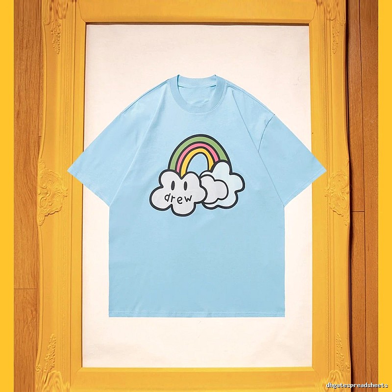 DREW Rainbow Cloud Casual Style Light Blue Short Sleeve T-Shirt