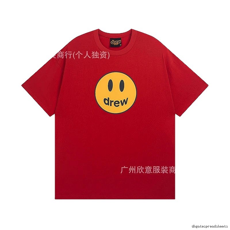 DREW Smiley American Street Style Red Short Sleeve T-Shirt