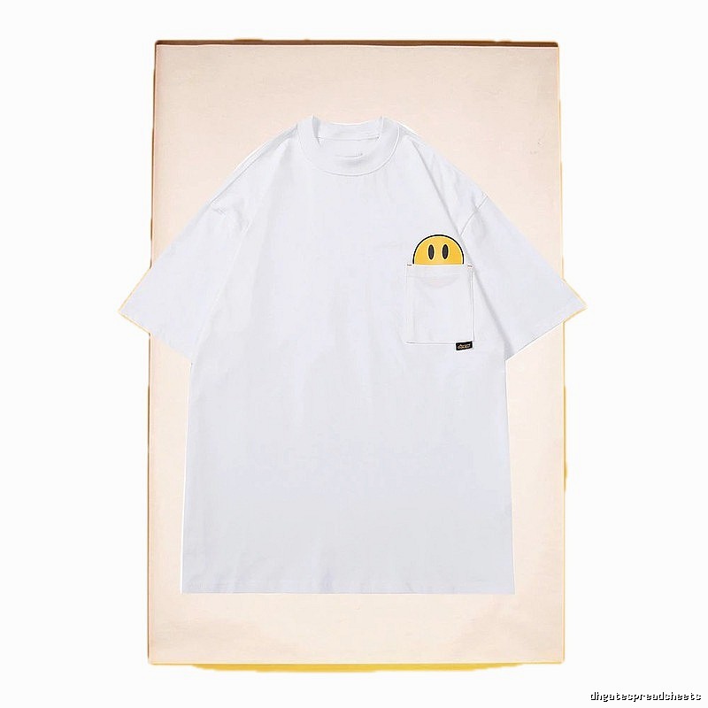 DREW Smiley Face Pocket Street Style White T-Shirt