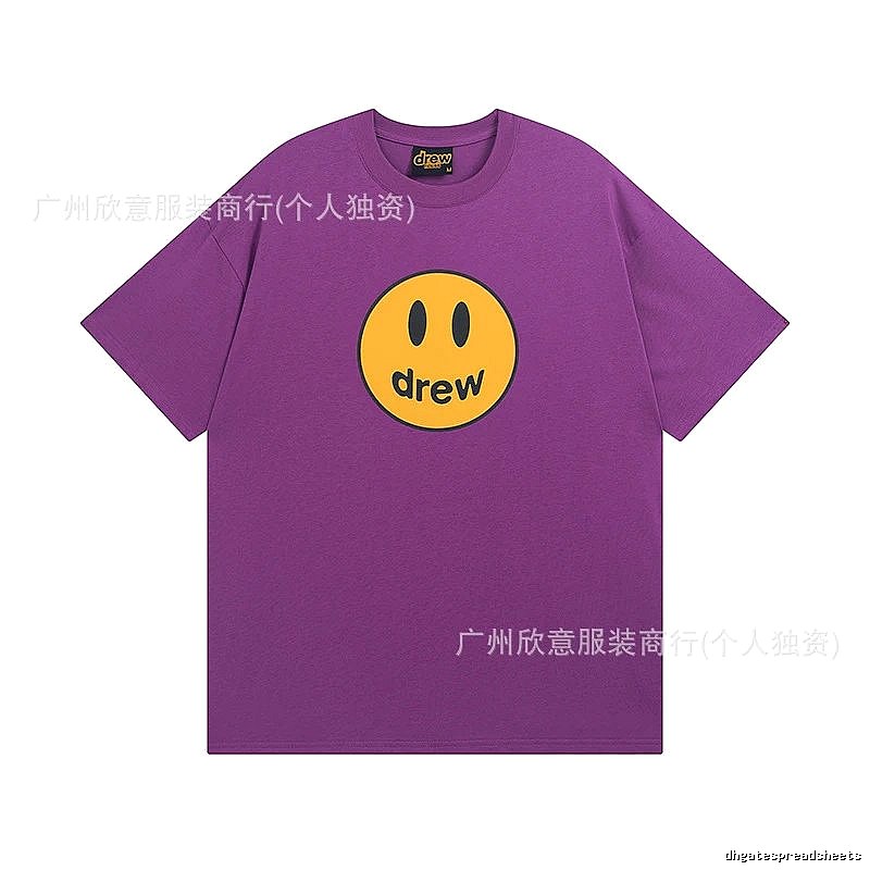 DREW Smiley Face Street Style Purple Short Sleeve T-shirt