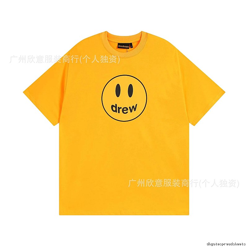 DREW Smiley Face Street Style Yellow Short Sleeve T-shirt