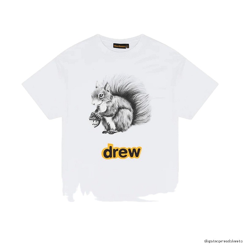 DREW Squirrel Print Street Style White T-Shirt