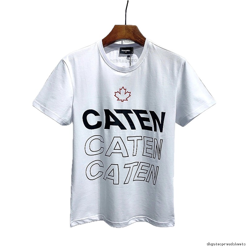 DSQ CATEN Letter Print Trendy Brand White Short Sleeve T-Shirt