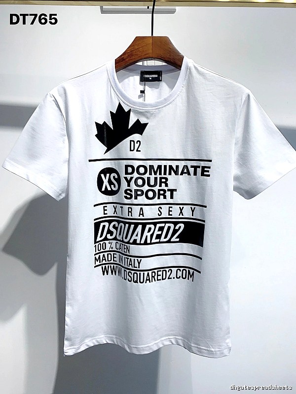 DSQ Squared Maple Leaf Print Street Style White T-Shirt