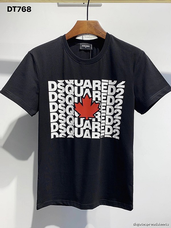 DSQ2 Maple Leaf Print Street Style Black T-Shirt