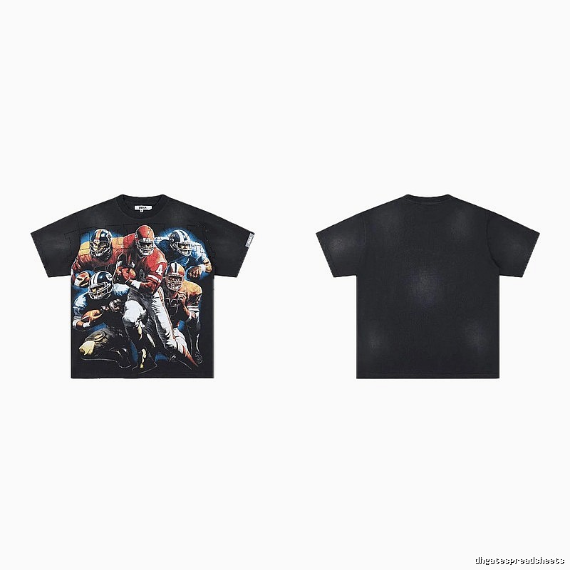 DUAA Rugby Print Retro Black T-Shirt