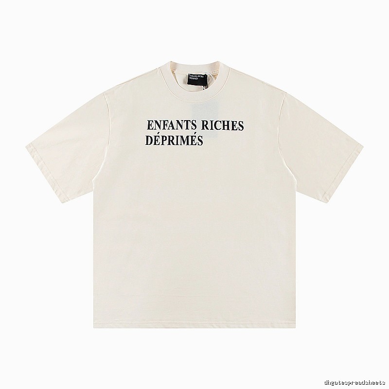 ERD Letter Print Minimalist Style Off-white Short-sleeve T-shirt