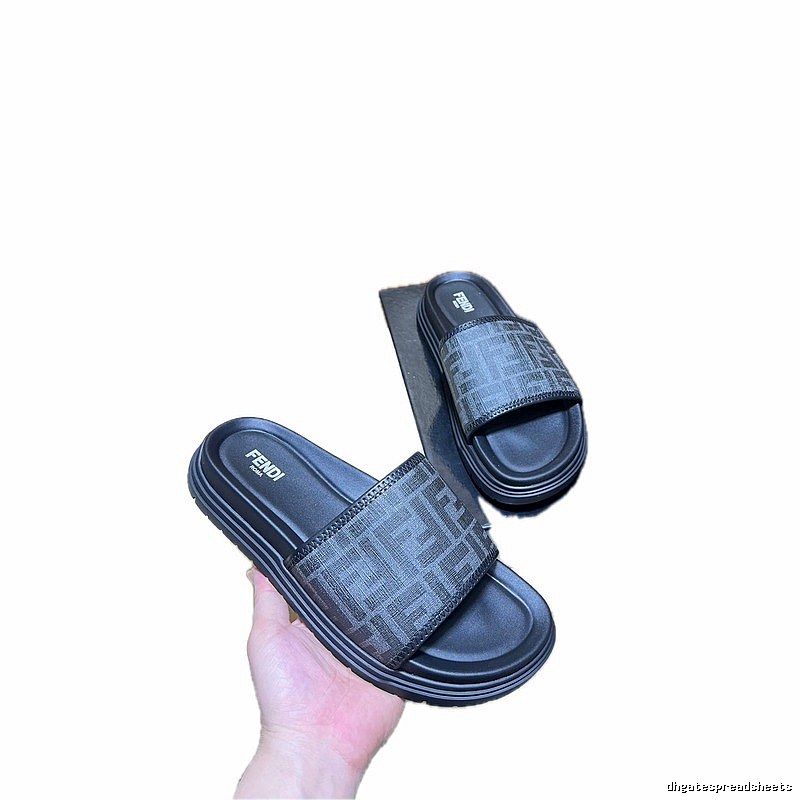 Fendi FF Monogram Casual Black Slide Sandals