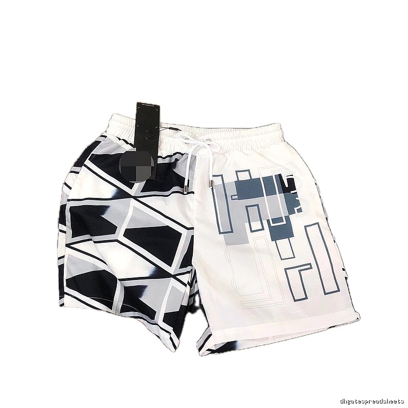 Fendi Geometric Print Casual Style White and Black Shorts