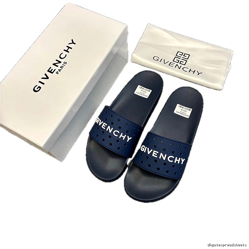 Givenchy Letter Cut-out Trendy Style Navy Blue Slides