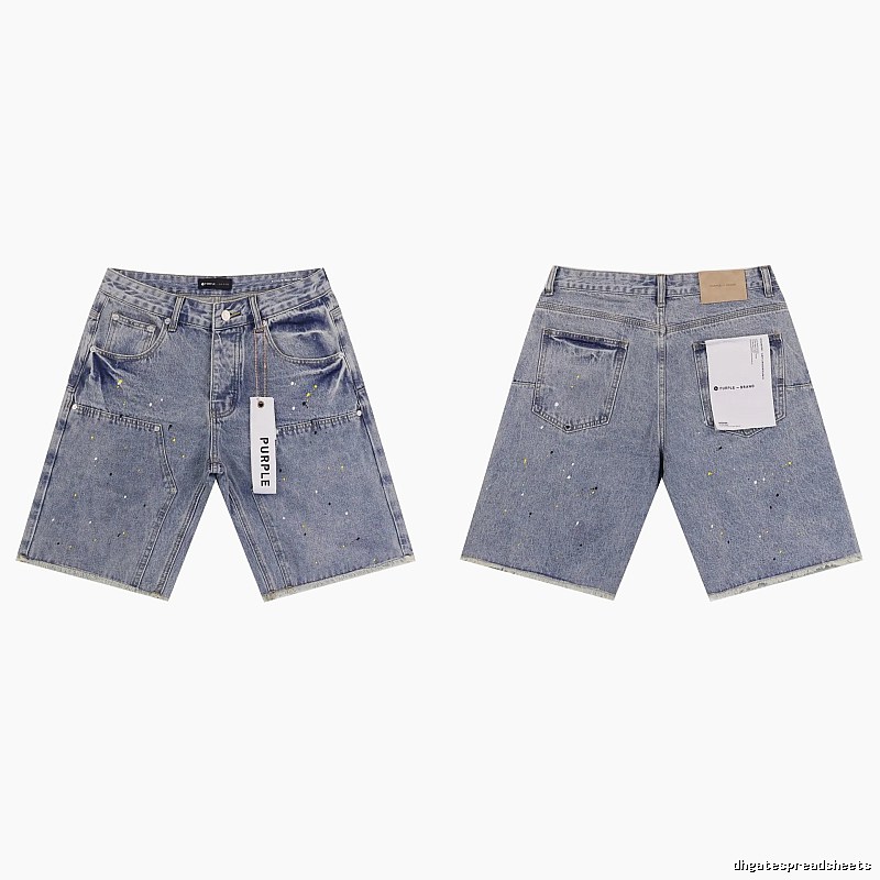 Godspeed Ink-splashing Street Style Light Blue Denim Shorts
