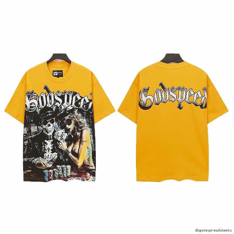 Godspeed Skull Poker Street Style Yellow T-shirt