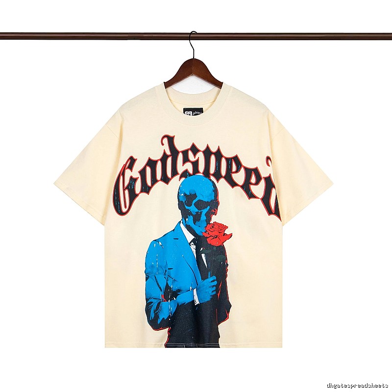 Godspeed Skull Print Street Style Beige T-shirt