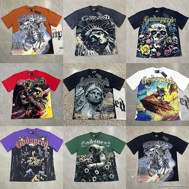 Godspeed Skull Print Street Style Black T-Shirt