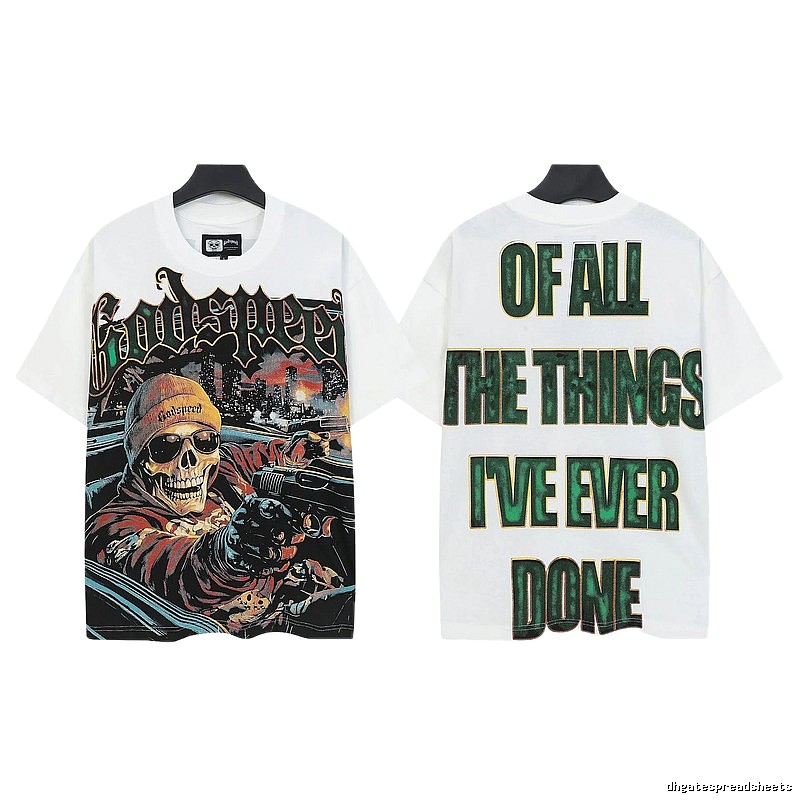 Godspeed Skull Print Street Style White T-shirt