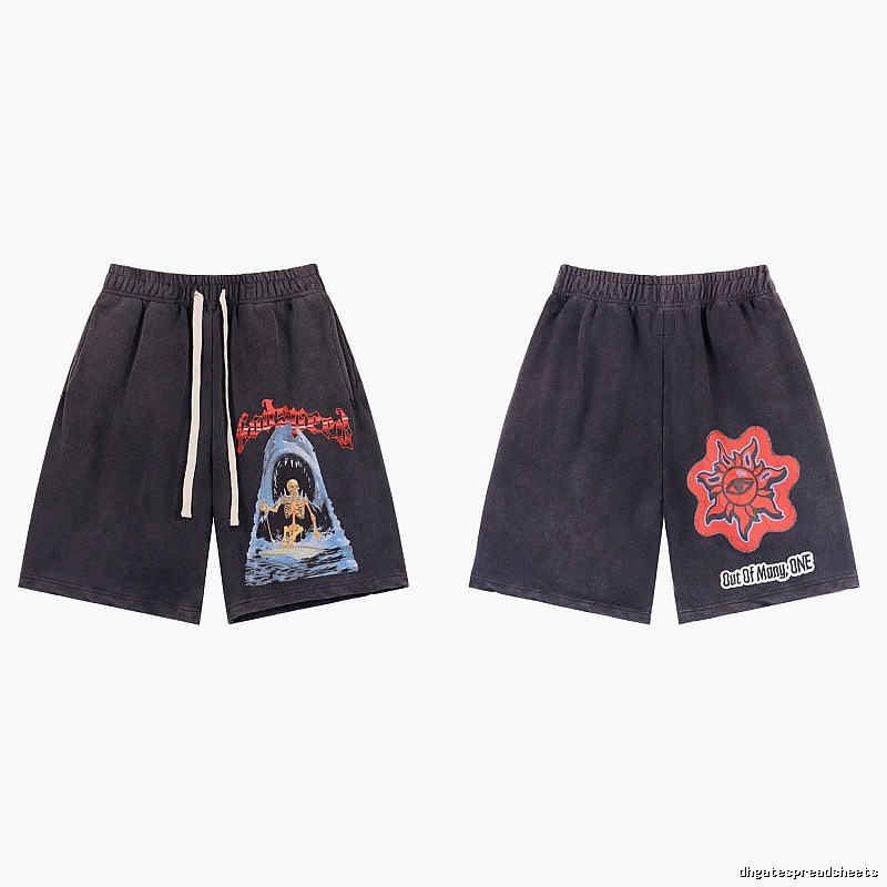 Godspeed Skull Print Trendy Cool Charcoal Gray Shorts