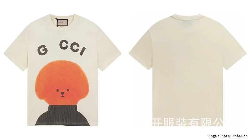 Gucci Bear Print Casual Off-white Short-Sleeve T-Shirt