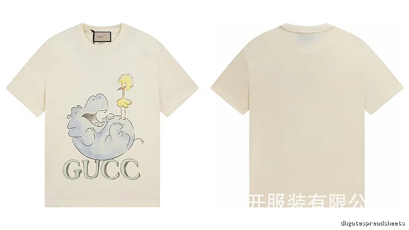 Gucci Cartoon Hippo Casual Off-white T-shirt