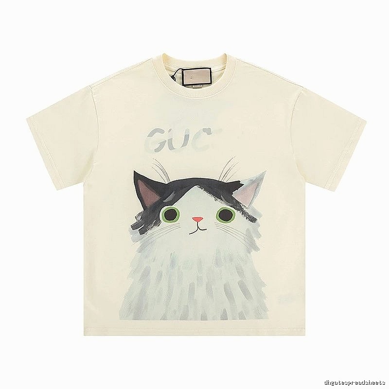 Gucci Cat Print Cartoon-style Off-white T-shirt