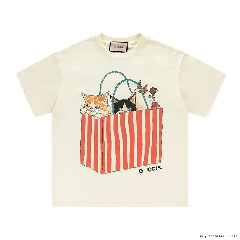 Gucci Cat Print Vintage Off-white T-Shirt