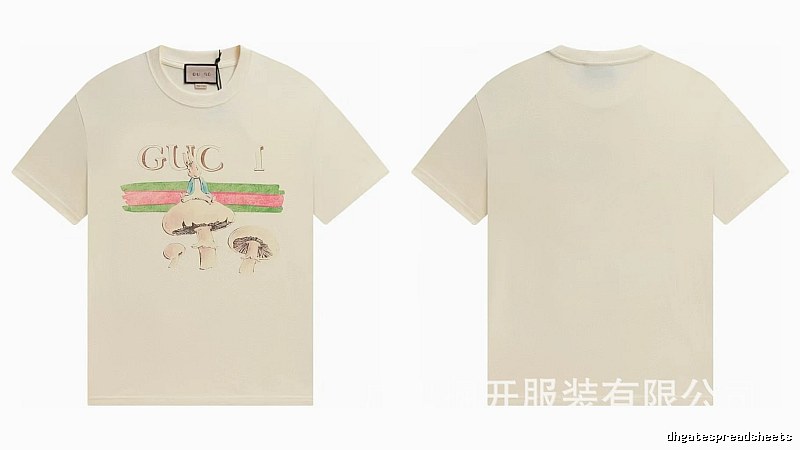 Gucci Co-branded Retro Style Off-white Printed T-Shirt