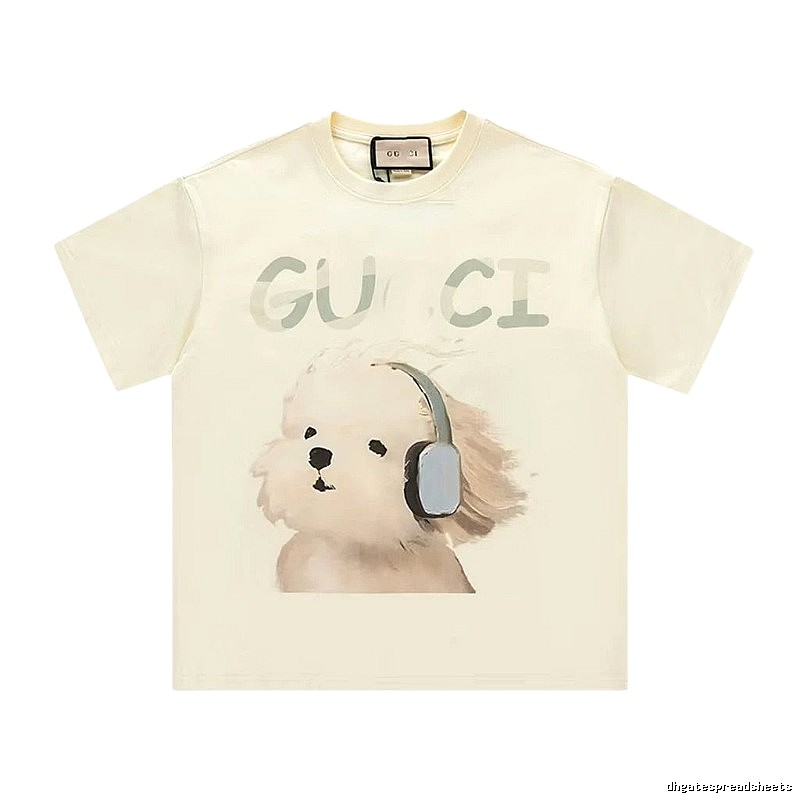 Gucci Dog Print Casual Style Off-white T-shirt