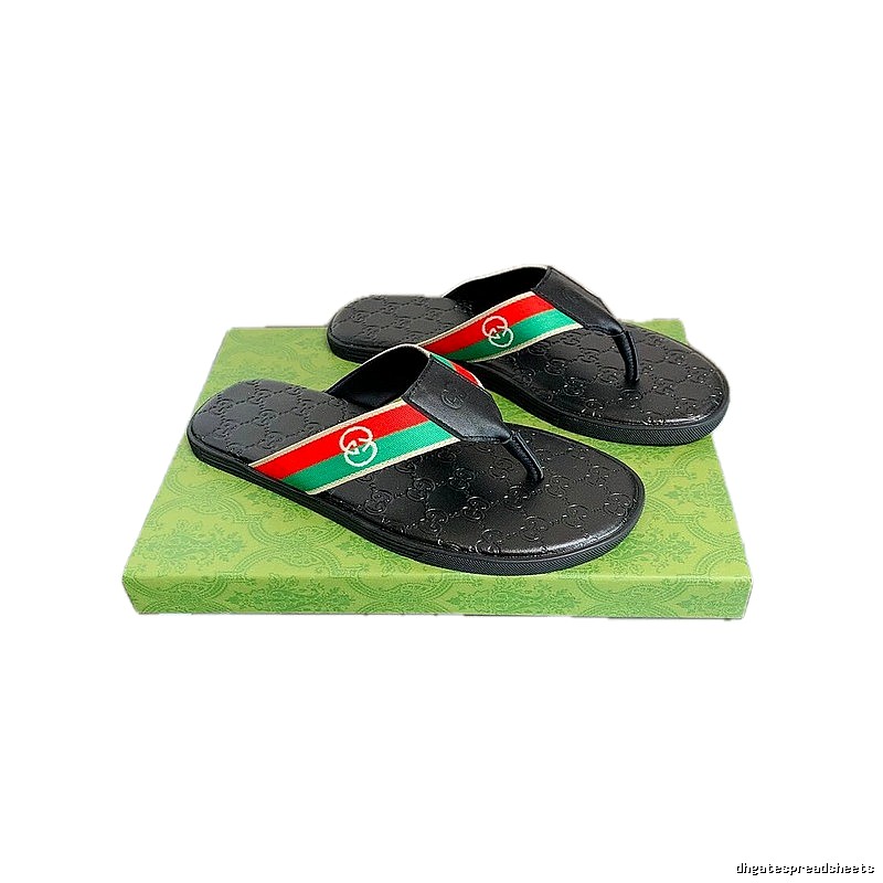 Gucci Double G Classic Casual Style Black Flip Flops