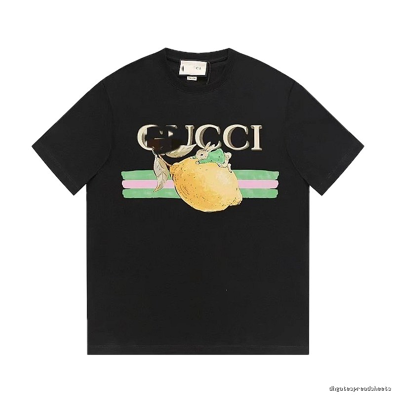 Gucci Lemon Print Casual Style Black T-shirt