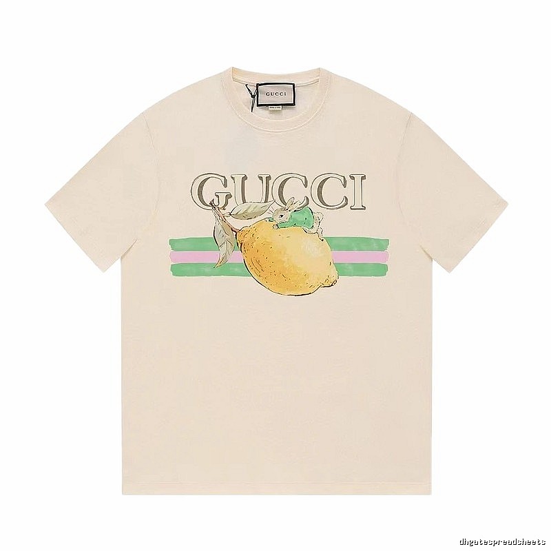Gucci Lemon Print Casual Style Off-white Short-sleeve T-shirt