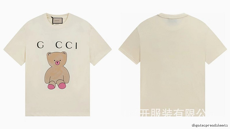 Gucci Teddy Bear Print Casual Style Off-White T-Shirt
