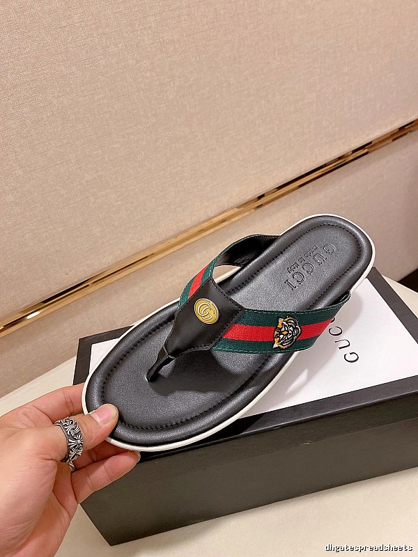 Gucci Tiger Head Embroidered Casual Black Flip-Flops