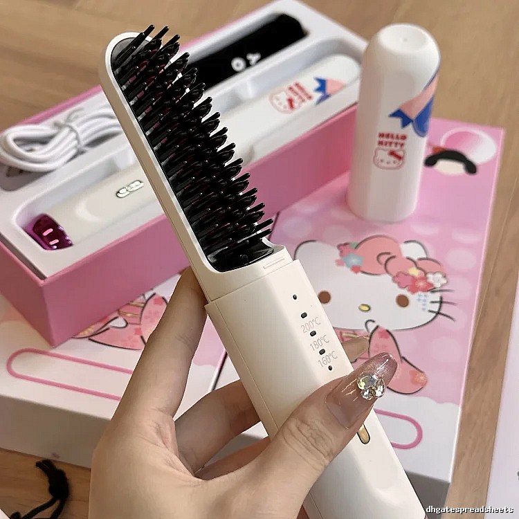 Heated Hair Straightening Brush in White
