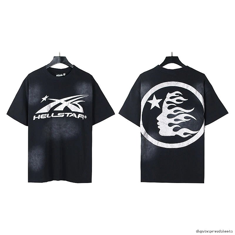 Hellstar Flame Print Street Style Black T-Shirt