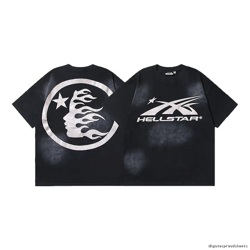 Hellstar Flame Print Street Style Black T-Shirt