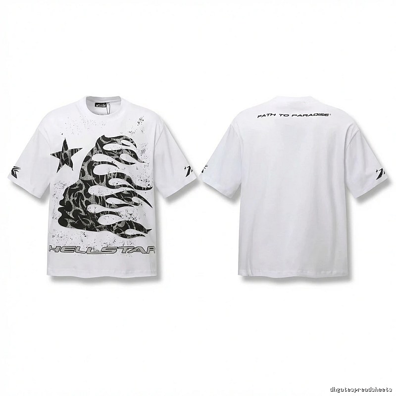 Hellstar Flame Print Style White T-shirt
