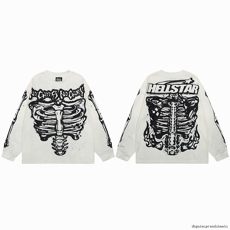 Hellstar Skull Print Dark Style Off-white Long Sleeve T-Shirt