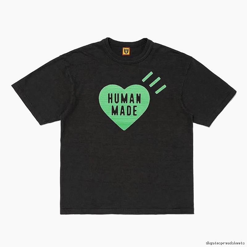 Human Made Classic Heart logo T-shirt Black Green Human for Daily Styling