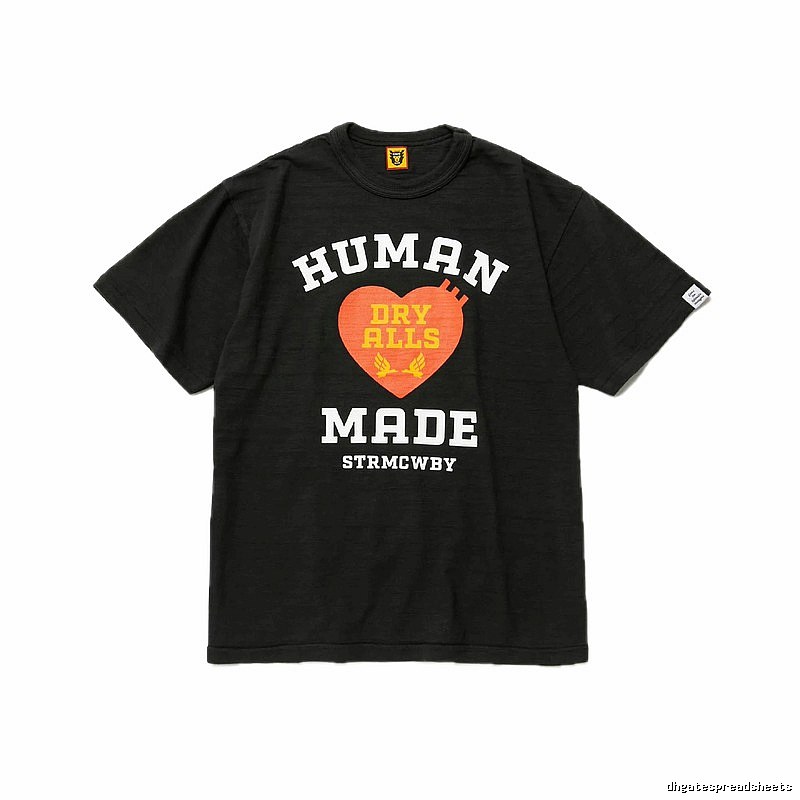 HUMAN MADE Heart Print Vintage Style Black T-Shirt