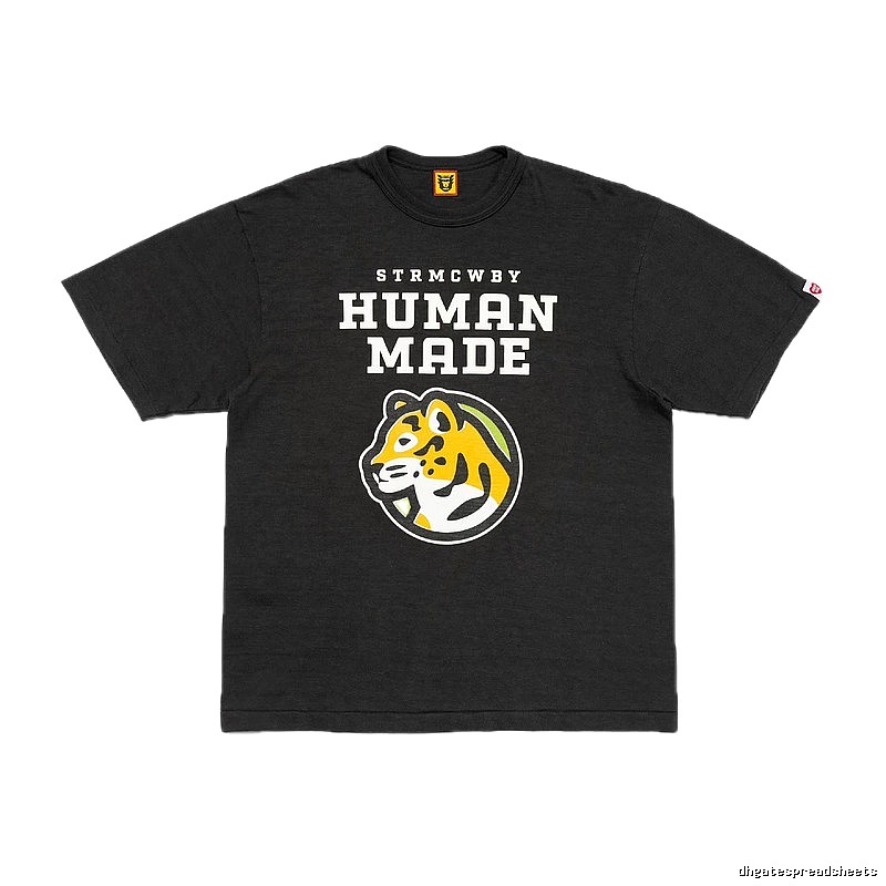 HUMAN MADE Tiger Head Print Vintage Style Black T-Shirt
