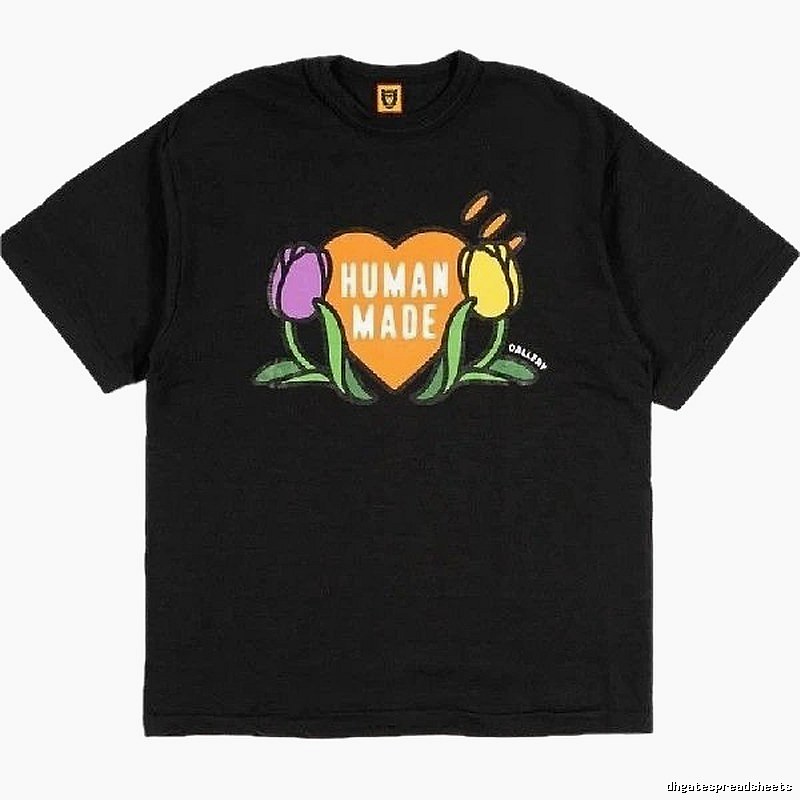HUMAN MADE Tulip Print Vintage Style Black T-Shirt