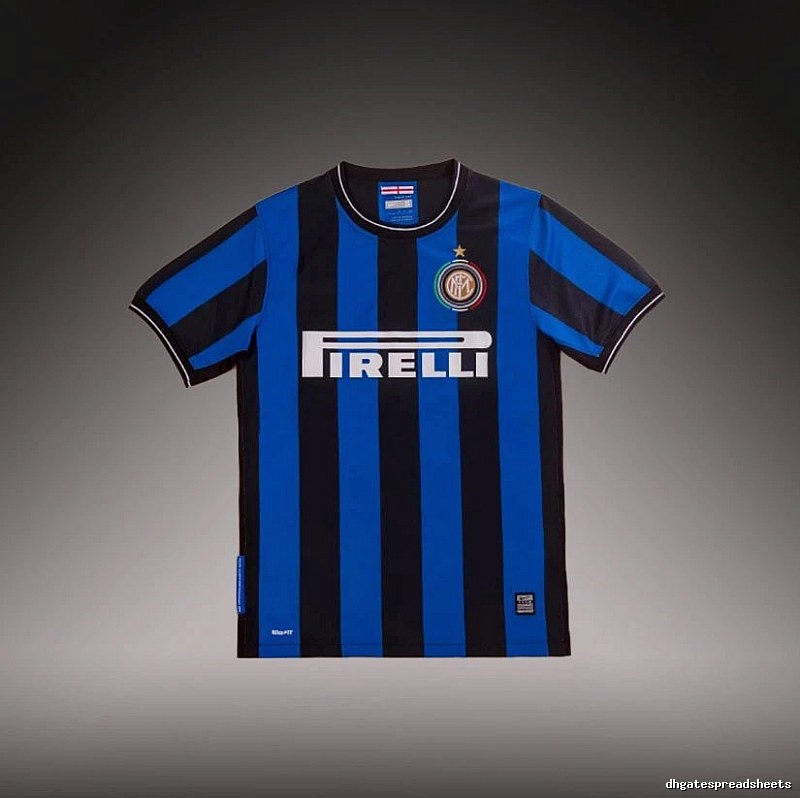 Inter Milan Monogram Brehme #3 soccer jersey Blue Black Striped for Layered Styling