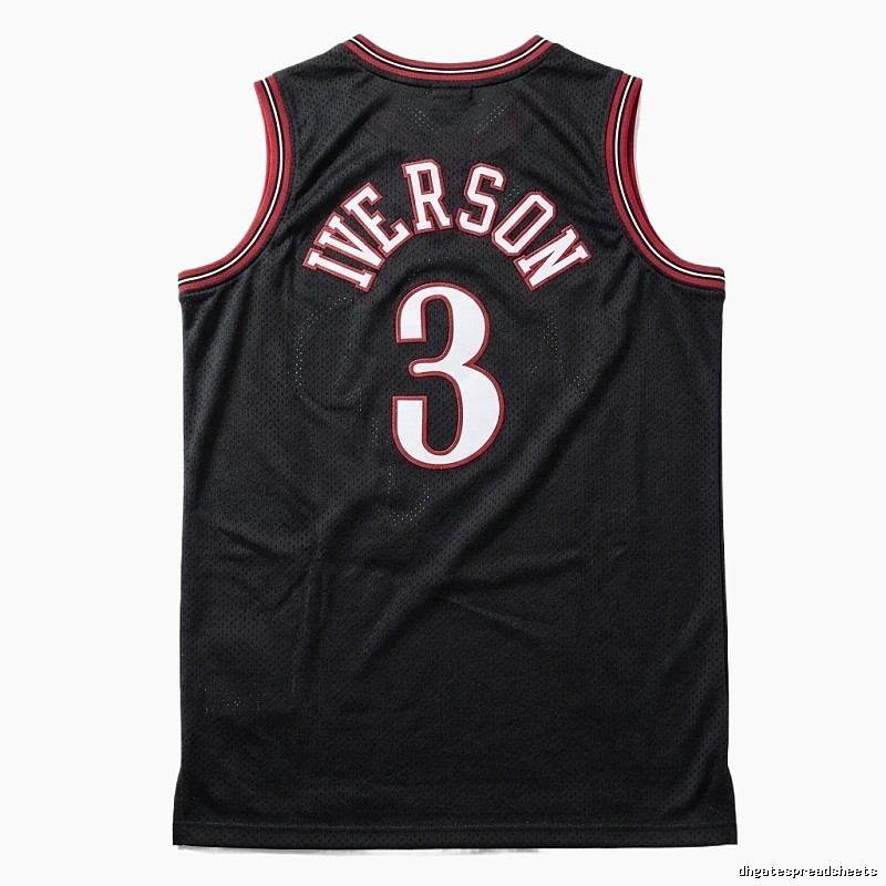 Iverson series black and red basketball uniforms.