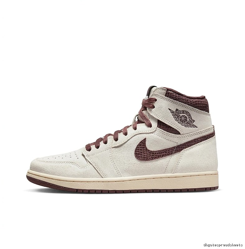 Jordan AJ1 High-top Retro Style White and Brown Shoes