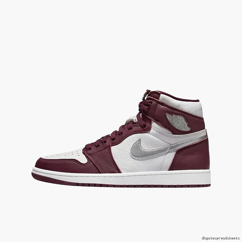 Jordan AJ1 High Top Wine Red and White Shoes