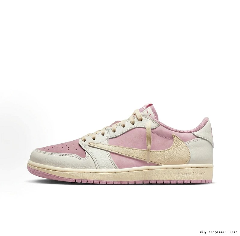 Jordan AJ1 Low-Top Pink and White Athletic Shoes